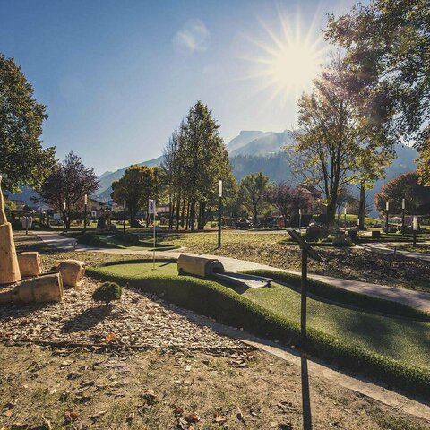 Blick auf den Minigolfplatz