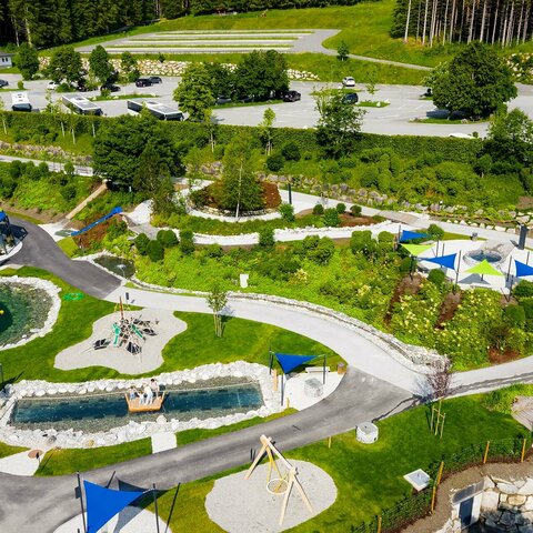 Bild von oben von den Krimmler Wasserwelten