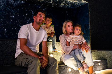 Eine Familie schaut aufmerksam zu